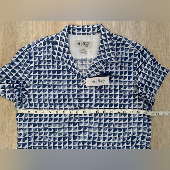 Original Penguin Printed Men’s Short Sleeve Button Down Linen Shirt🐧🏝️☀️ - Picture 6 of 11